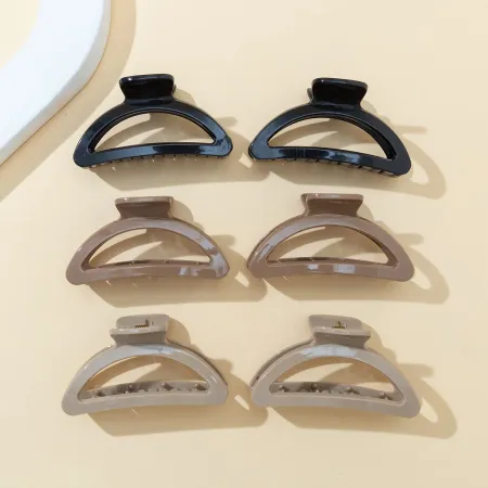 Haishen Accessories, a popular and trendy Korean-style grab clip, plastic clip, milk tea three-color arc-shaped semi-circular bath clip Haishen Accessories, a popular and trendy Korean-style grab clip, plastic clip, milk tea three-color arc-shaped semi-circular bath clip